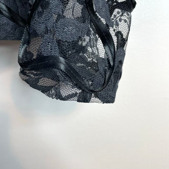 Vintage Patra Black Lace Ribbon Soutache Mesh Fitted Jacket Puff Shoulders Bow 6 - Picture 10 of 16